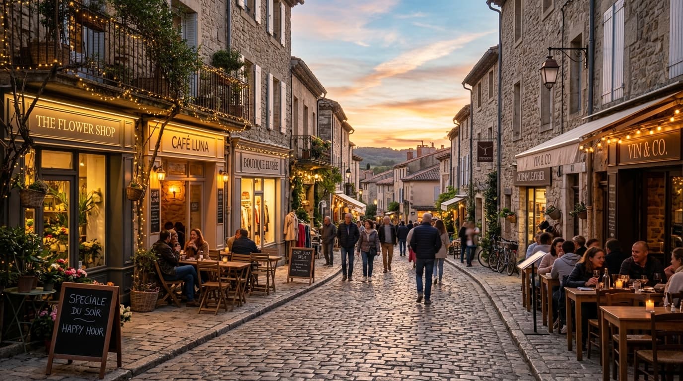 Işıl ışıl butik dükkanlar ve kafeler sokağı